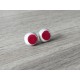 Boucles d'oreilles puce verre fusing gris rouge.