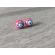 Boucles d'oreilles puce verre fusing millefiori rouge et blanc