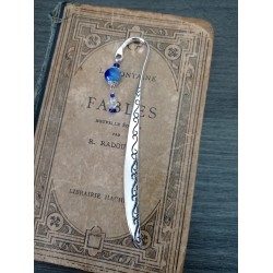 Ceramic blue and silver metal bookmark
