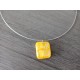 Yellow dichroic pendant with fusing glass reflection handmade vendée creation