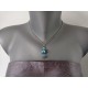 Blue earthenware necklace and green fused glass creation made in france