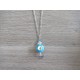 Blue earthenware necklace and green fused glass creation made in france