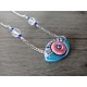 Blue and white turquoise ceramic necklace on stainless steel