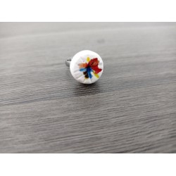 Bague de verre multicolore sur céramique création made in france