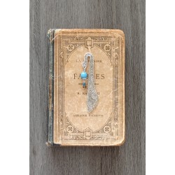 Ceramic turquoise and silver metal bookmark