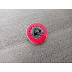Red and white handcrafted earthenware brooch on leather and stainless steel made in france vendée