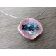 Purple earthenware necklace and fused glass creation made in france
