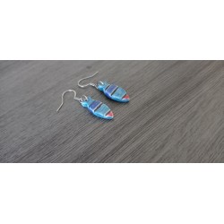 Boucles d'oreilles céramique poissons bleu et turquoise