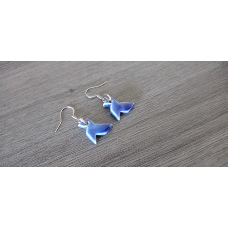 Boucles d'oreilles céramique cocottes bleu