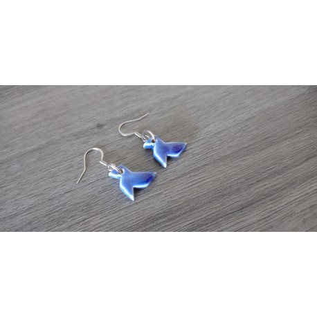 Oval blue ceramic earrings