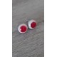 Earrings chip red fusing glass.