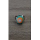 Bague fantaisie verre fusing orange bleu turquoise acier inoxydable