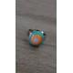 Bague fantaisie verre fusing orange bleu turquoise acier inoxydable