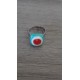 Bague fantaisie verre fusing blanc turquoise violet acier inoxydable