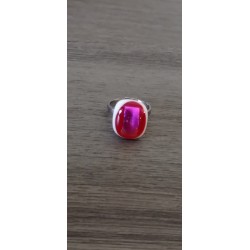 Fancy ring glass red white fusing dichroic stainless steel