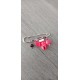 Broche rouge faïence et ruban rouge sur acier inoxydable anallergique