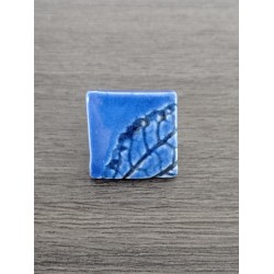 Bague bleu impression feuille céramique créatrice vendée