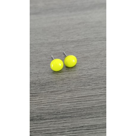 Boucles d'oreilles puce verre fusing vert pomme