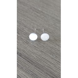 Boucles d'oreilles puce verre fusing blanc