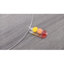 Pendentif verre fusing millefiori orange translucide créatrice bijoux artisanaux vendée