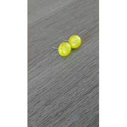 Boucles d'oreilles puce verre fusing dichroic jaune vert