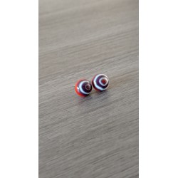 Boucles d'oreilles puce verre fusing millefiori rouge et blanc