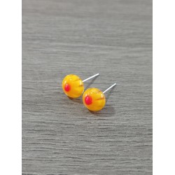 Boucles d'oreilles puce verre fusing millefiori jaune orange