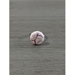Bague blanche violette impression dentelle céramique créatrice vendée
