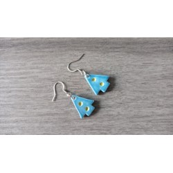 Boucles d'oreilles sapin céramique turquoise