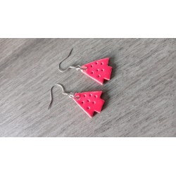 Fancy ceramic earrings half red moon