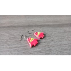 Boucles d'oreilles sapin céramique rouge et vert