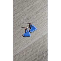 Fancy ceramic earrings pink purple heart