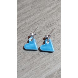 Fancy ceramic earrings pink purple heart