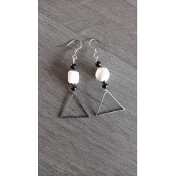 Fancy ceramic earrings half red moon