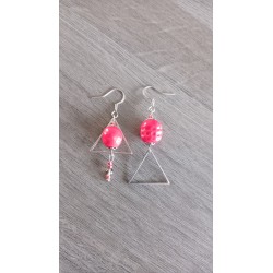 Fancy ceramic earrings half red moon