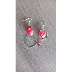 Boucles d'oreilles géométriques céramique rose