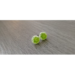 Smart earrings glass fusing millefiori light green