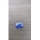 Pendentif femme en verre fusing millefiori coloris bleu foncé créatrice bijoux artisanaux vendée