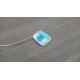 Blue and white pendant with dichroic effect in fusing glass craft creation vendée