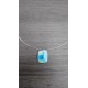 Blue and white pendant with dichroic effect in fusing glass craft creation vendée