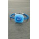 Blue bracelet handmade glass on black leather and stainless steel made in france vendée