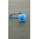 Blue bracelet handmade glass on black leather and stainless steel made in france vendée