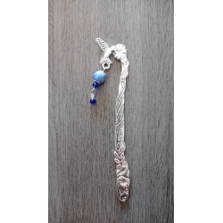 Ceramic blue and silver metal bookmark