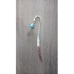 Ceramic turquoise and silver metal bookmark