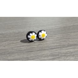 Earrings chip glass fusing millefiori blue.