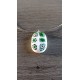 Pendentif verre fusing millefiori vert et blanc créatrice bijoux artisanaux vendée