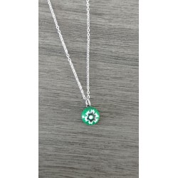 Petit pendentif de verre fusing millefiori vert créatrice bijoux artisanaux vendée