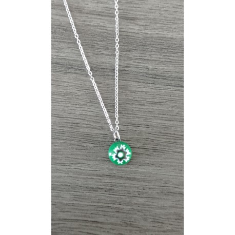 Small glass pendant fusing millefiori brown designer jewelry vendée