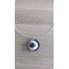 Pendentif fleur en faïence noir émaillé