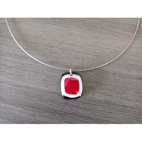 black and red fusing glass necklace